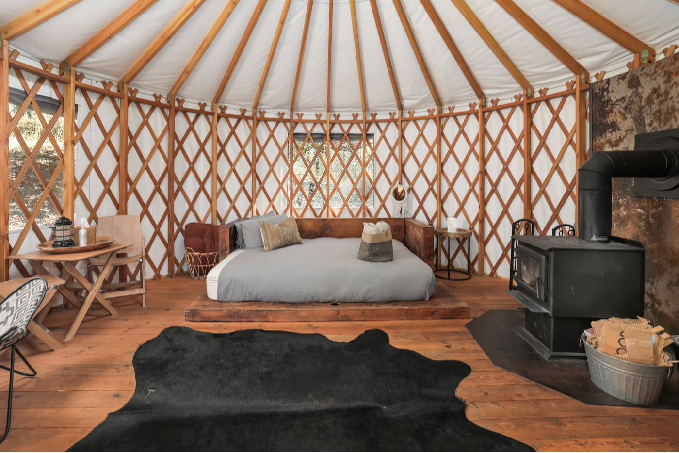 Inside the yurt